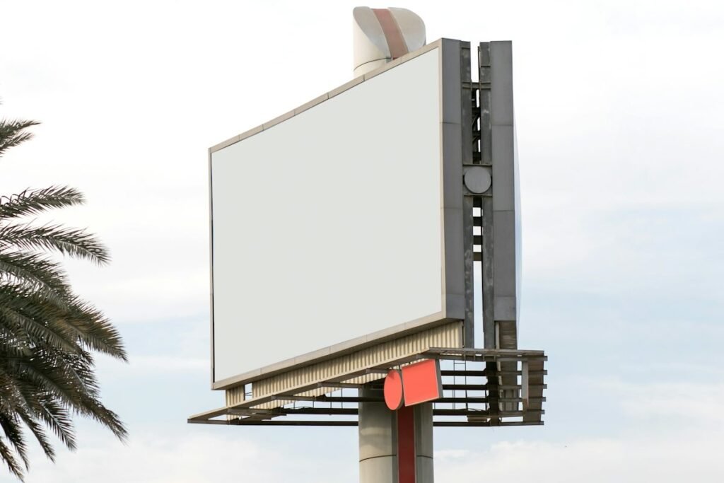 Blank billboard against the sky